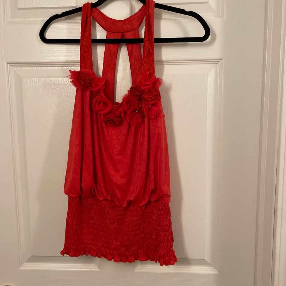 NWOT Red Floral Top. Size Medium.